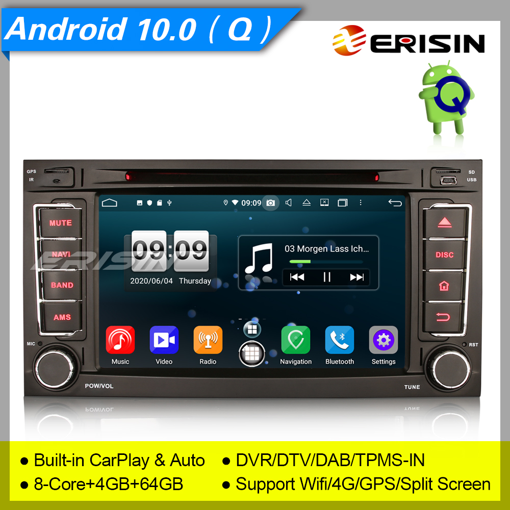SWC carplay per VW t5 Multivan Touareg 8-core Android 10.0 Autoradio GPS DVD DAB 