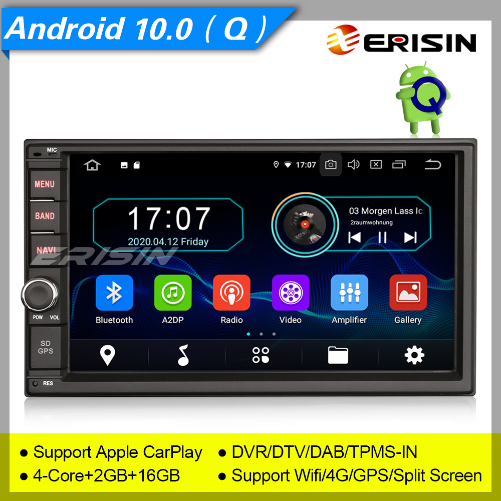 4G WiFi TNT TPMS CarPlay OBD2 USB Erisin Android 10.0 2Din Autoradio GPS Bluetooth DAB 