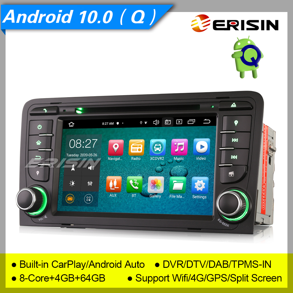 GPS WiFi TNT CarPlay TPMS OBD 8-Core Erisin DSP Android 10.0 Autoradio For AUDI TT DAB 